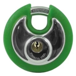 Asec Coloured Discus Padlock Green Bumper
