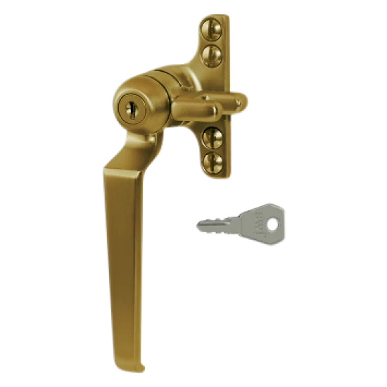 STEEL WINDOW FITTINGS B195 Key Locking Window Handle LH Antique Brass 3 STEEL WINDOW FITTINGS B195 Key Locking Window Handle LH Antique Brass
