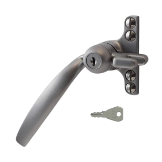 STEEL WINDOW FITTINGS B158 Key Locking Window Handle LH Satin Chrome 3 STEEL WINDOW FITTINGS B158 Key Locking Window Handle LH Satin Chrome