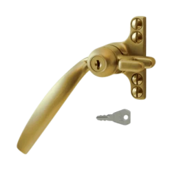 STEEL WINDOW FITTINGS B158 Key Locking Window Handle LH Antique Brass